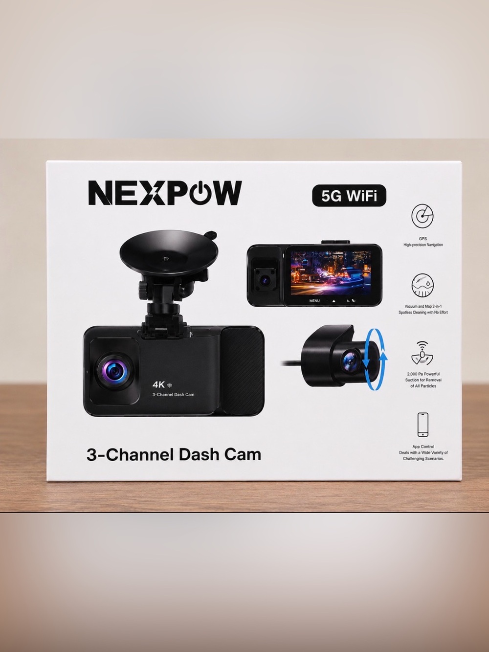 NEXPOW 4K 3-Channel Dash Cam 5G WiFi “NWT”